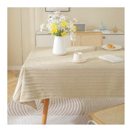 Abwaschbare Tischdecke Khaki, Baumwollleinen Tablecloth Streifen Abwaschbare Tischdecke Rechteck 135X180CM von Skcess