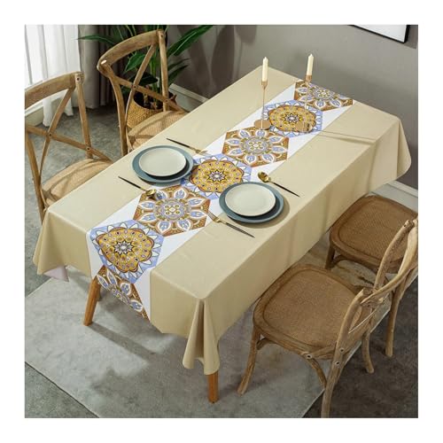 Abwaschbare Tischdecke Khaki, PVC Abwaschbare Tischdecke Rustikal Tablecloth Rechteck 80x120CM für Wohnzimmer, Esszimmer, Balkon, Garten von Skcess