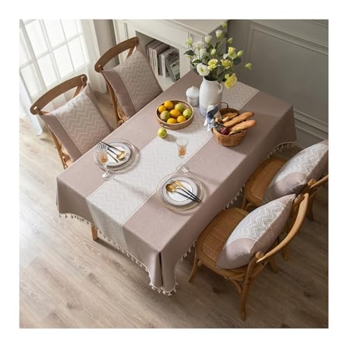 Abwaschbare Tischdecke Khaki, Polyester Tischdecke Outdoor Welle Tischdecke Outdoor Rechteck 140x300CM von Skcess