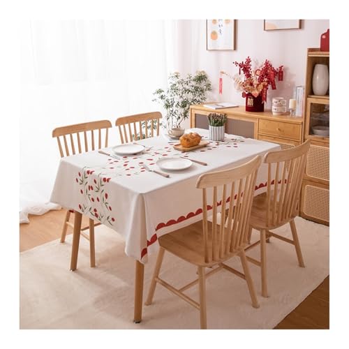 Abwaschbare Tischdecke Rot, Polyester Abwaschbare Tischdecke Blumendruck Tablecloth Rechteck 130x300CM von Skcess