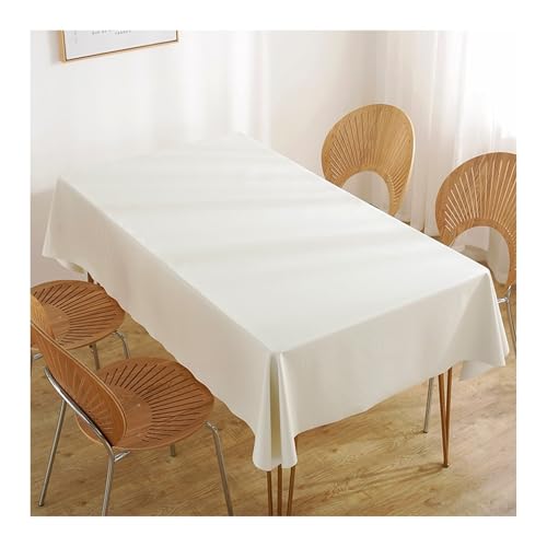 Abwaschbare Tischdecke Weiß, PVC Tischtuch Volltonfarbe Tischdecke Outdoor Rechteck 150x180CM für Wohnzimmer, Esszimmer, Balkon, Garten von Skcess