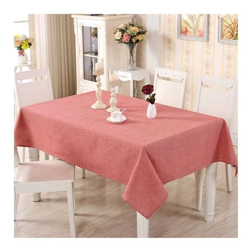 Skcess Tablecloth 70x70CM, Baumwollleinen Tischtuch Volltonfarbe Wassermelonenrot Tablecloth Quadrat für Wohnzimmer, Esszimmer, Balkon, Garten von Skcess