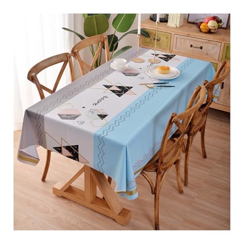 Skcess Tablecloth Blau, PVC Tischtuch Geometrisch Tablecloth Rechteck 137X60CM für Wohnzimmer, Esszimmer, Balkon, Garten von Skcess