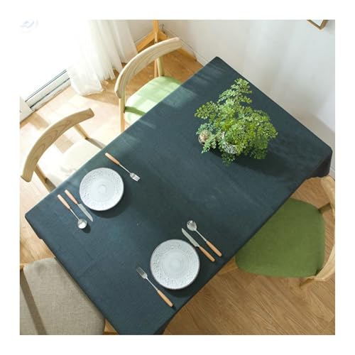 Skcess Tischtuch 140x200CM, PVC Tablecloth Volltonfarben Dunkel Cyan Tablecloth Rechteck für Wohnzimmer, Esszimmer, Balkon, Garten von Skcess