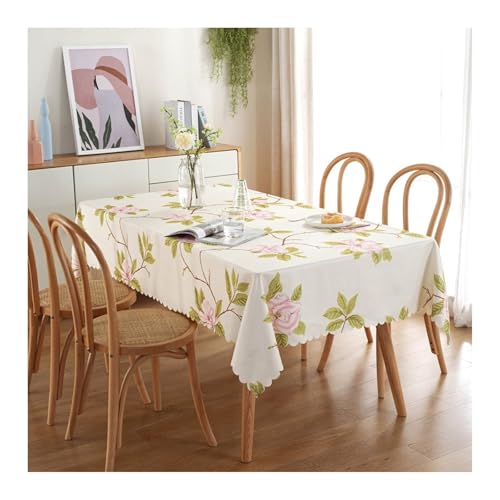 Skcess Tischtuch Beige, Polyester Tablecloth Blume Tablecloth Quadrat 90x90CM für Wohnzimmer, Esszimmer, Balkon, Garten von Skcess