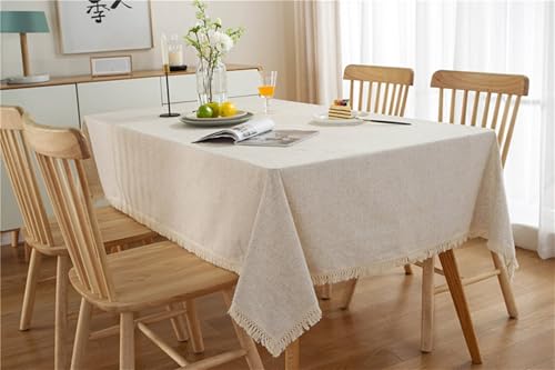 Tablecloth Beige, Baumwollspitze Tischdecke Abwaschbar Einfarbig Mit Quaste Tablecloth Quadrat 60x60CM von Skcess