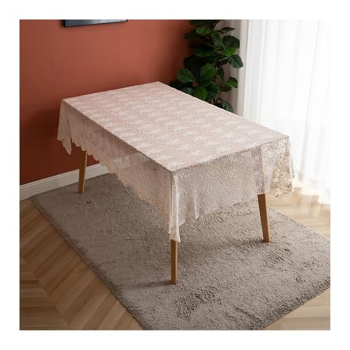 Tablecloth Beige, Polyester Abwaschbare Tischdecke Bestickte Spitzenblume Tablecloth Rechteck 130x100CM von Skcess