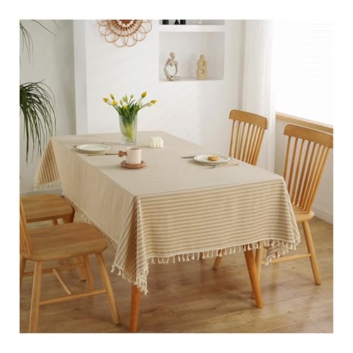 Tablecloth Beige, Polyester Tablecloth Streifen Tischdecke Quadrat 120x120CM für Wohnzimmer, Esszimmer, Balkon, Garten von Skcess