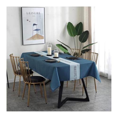 Tablecloth Blau, Polyester Abwaschbare Tischdecke Streifen Tablecloth Quadrat 90x90CM für Wohnzimmer, Esszimmer, Balkon, Garten von Skcess