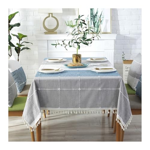 Tablecloth Blau, Polyester Tablecloth Streifen Tischdecke Abwaschbar Rechteck 120x160CM für Wohnzimmer, Esszimmer, Balkon, Garten von Skcess