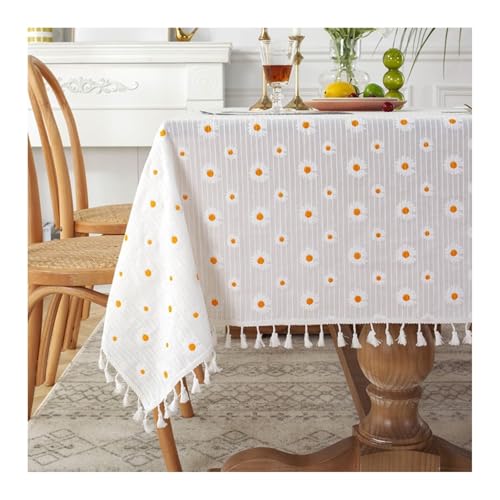 Tablecloth Gelb, Baumwolle Tischdecke Sonnenblume Tischdecke Outdoor Quadrat 90x90CM von Skcess