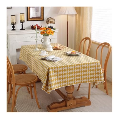 Tablecloth Gelb, Polyester-Baumwolle Tischdecke Raute Kariert Tischdecke Quadrat 60x60CM von Skcess