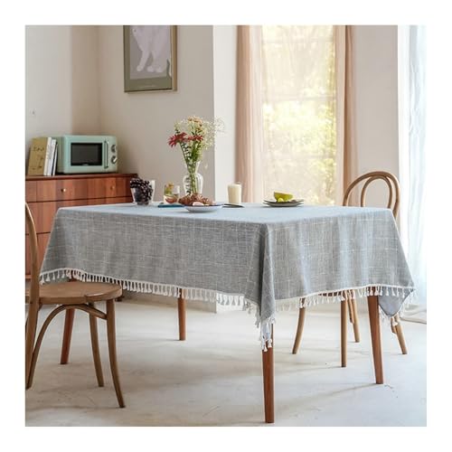 Tablecloth Grau, Baumwollleinen Tablecloth Doppellinien-Karo Tischdecke Abwaschbar Rechteck 90x140 cm von Skcess