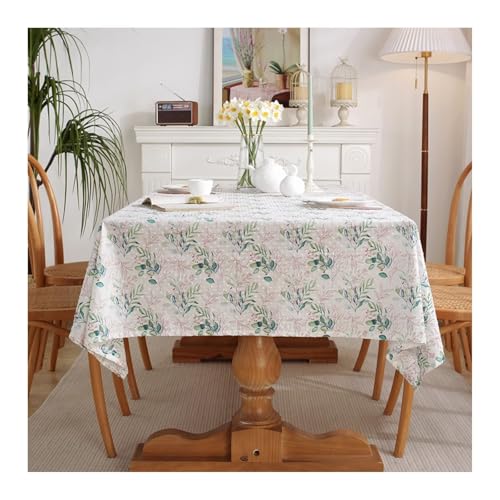 Tablecloth Grün, Baumwolle Tablecloth Blume Tischdecke Rechteck 100x140CM für Wohnzimmer, Esszimmer, Balkon, Garten von Skcess