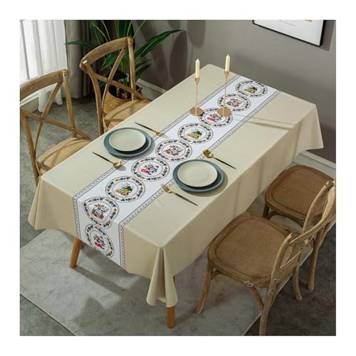 Tablecloth Khaki, PVC Tischdecke Abwaschbar Rustikal Tischtuch Quadrat 110x110CM für Wohnzimmer, Esszimmer, Balkon, Garten von Skcess