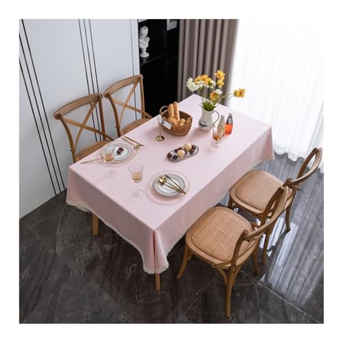 Tablecloth Rosa, Polyester Tischdecke Einfarbig Mit Spitze Tablecloth Quadrat 90x90CM von Skcess