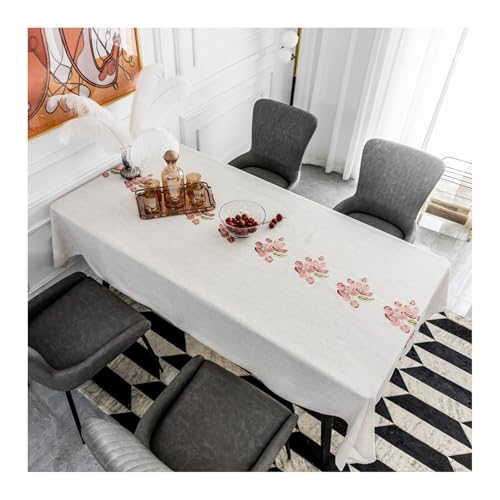 Tablecloth Rosa, Polyester Tischtuch Blume Tischdecke Outdoor Rechteck 135X220CM für Wohnzimmer, Esszimmer, Balkon, Garten von Skcess