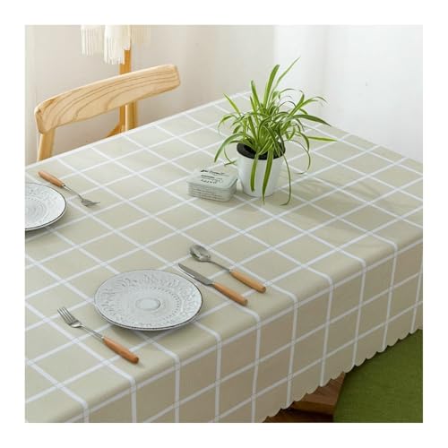 Tischdecke 110x170CM, PVC Tischdecke Plaid Flachsfarben Abwaschbare Tischdecke Rechteck von Skcess