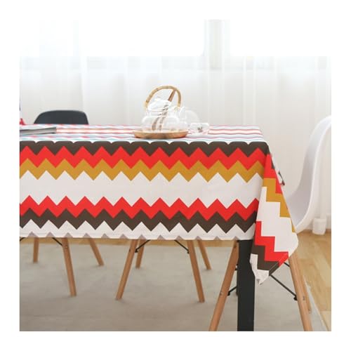 Tischdecke Abwaschbar 120x120CM, Leinen Tablecloth Einfache Moderne Welle Mehrfarbig Tischdecke Quadrat von Skcess