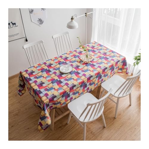 Tischdecke Abwaschbar 90x140CM, Baumwolle Tischdecke Plaid Mehrfarbig Tischtuch Rechteck für Wohnzimmer, Esszimmer, Balkon, Garten von Skcess