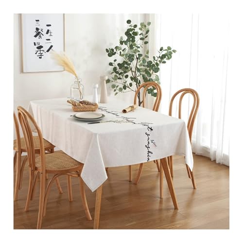 Tischdecke Abwaschbar Beige, Polyester Tablecloth Blume Bestickt Tischtuch Rechteck 135X300CM für Wohnzimmer, Esszimmer, Balkon, Garten von Skcess