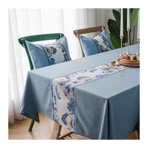 Tischdecke Abwaschbar Blau, Polyester Tischdecke Outdoor Blume Tischdecke Outdoor Rechteck 135X200CM von Skcess