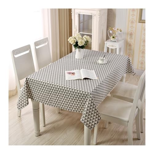 Tischdecke Abwaschbar Grau, Baumwolle Tischtuch Dreieck Tablecloth Rechteck 140x160CM für Wohnzimmer, Esszimmer, Balkon, Garten von Skcess