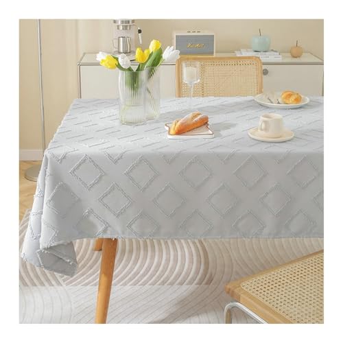 Tischdecke Abwaschbar Graublau, Baumwollleinen Tischdecke Kleine Raute Tischdecke Outdoor Rechteck 135X240CM von Skcess