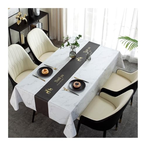 Tischdecke Abwaschbar Schwarz, PVC Abwaschbare Tischdecke Modernes Marmormuster Tablecloth Rechteck 137X80CM von Skcess