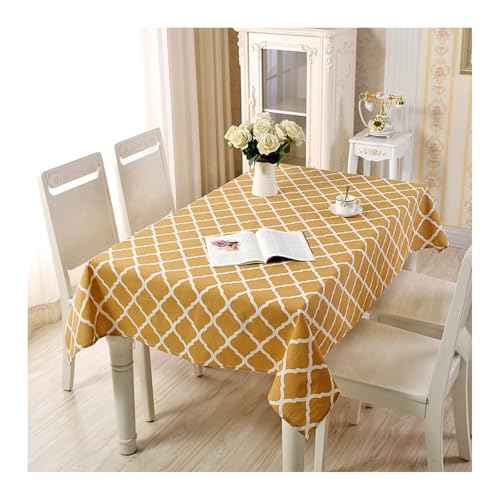 Tischdecke Gelb, Baumwolle Tablecloth Geometrisch Tischdecke Outdoor Rechteck 110x170CM für Wohnzimmer, Esszimmer, Balkon, Garten von Skcess