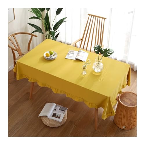 Tischdecke Gelb, Baumwolle Tablecloth Volltonfarbe Tischdecke Rechteck 140x220CM für Wohnzimmer, Esszimmer, Balkon, Garten von Skcess