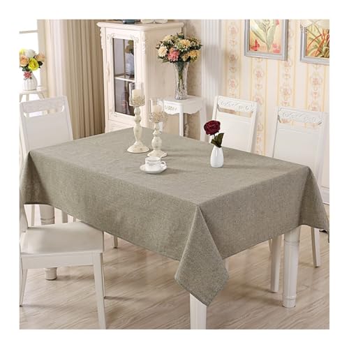 Tischdecke Grau, Baumwollleinen Abwaschbare Tischdecke Volltonfarbe Tablecloth Rechteck 90x150CM für Wohnzimmer, Esszimmer, Balkon, Garten von Skcess