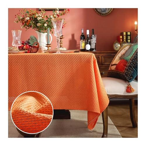 Tischdecke Orange, Baumwollleinen Tischdecke Outdoor Plaid Abwaschbare Tischdecke Quadrat 90x90CM für Wohnzimmer, Esszimmer, Balkon, Garten von Skcess