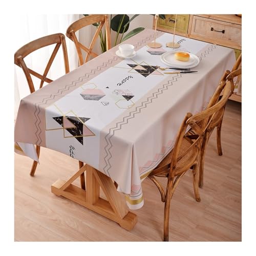 Tischdecke Rosa, PVC Tablecloth Geometrisch Abwaschbare Tischdecke Rechteck 137X90CM für Wohnzimmer, Esszimmer, Balkon, Garten von Skcess