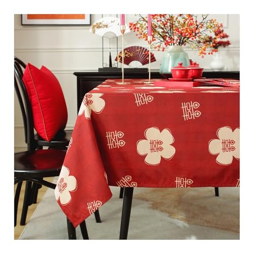 Tischdecke Rot, Polyester Abwaschbare Tischdecke Blumenhochzeitsdekoration Tischdecke Outdoor Rechteck 140x300CM von Skcess