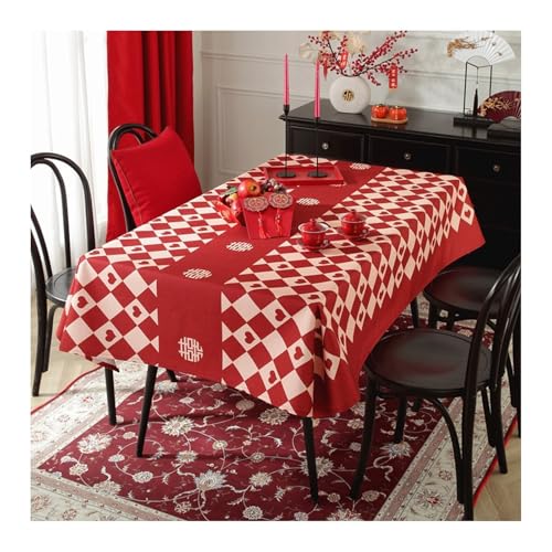 Tischdecke Rot, Polyester Abwaschbare Tischdecke Raute Herz Tischdecke Rechteck 135X180CM für Wohnzimmer, Esszimmer, Balkon, Garten von Skcess