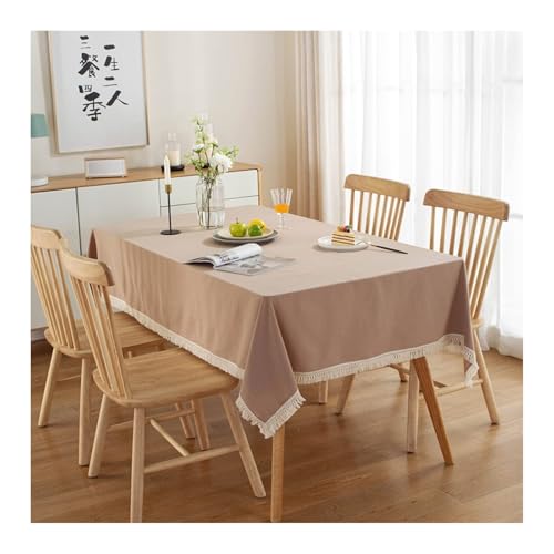 Tischtuch 100x160CM, Baumwolle Tischdecke Outdoor Einfarbig Mit Quaste Beige Gelb Tablecloth Rechteck von Skcess