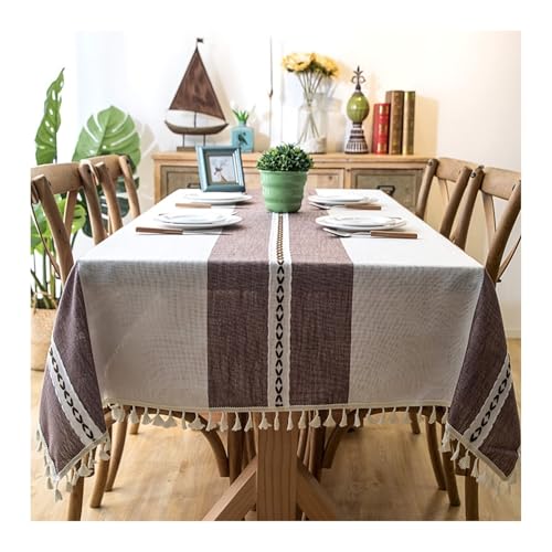 Tischtuch 140x250CM, Polyester Tischdecke Outdoor Streifen Dunkel Lila Abwaschbare Tischdecke Rechteck von Skcess