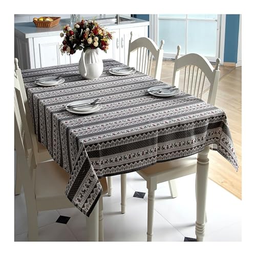 Tischtuch Grau, Baumwolle Tablecloth Weihnachtsmotiv Hirsch Tischdecke Abwaschbar Quadrat 90x90CM für Wohnzimmer, Esszimmer, Balkon, Garten von Skcess