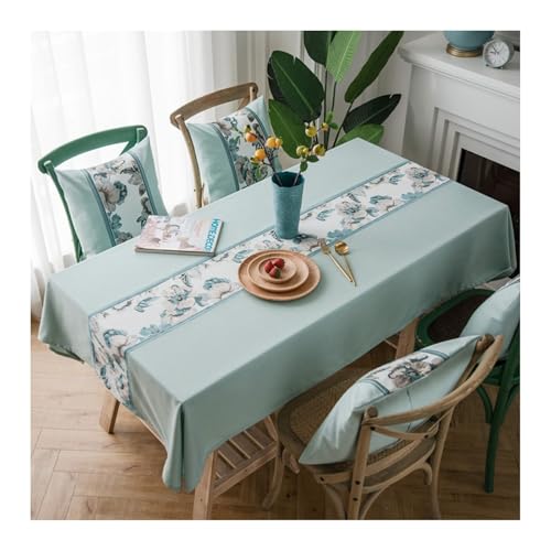 Tischtuch Grün, Polyester Tischdecke Blume Tischdecke Abwaschbar Rechteck 135X250CM für Wohnzimmer, Esszimmer, Balkon, Garten von Skcess