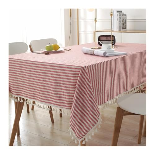 Tischtuch Rot, Polyester Tischdecke Streifen Abwaschbare Tischdecke Quadrat 70x70CM für Wohnzimmer, Esszimmer, Balkon, Garten von Skcess