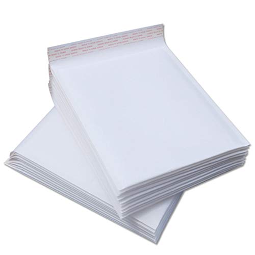 Versandbeutel Blickdicht Plastik, 100 Stück weiße Papierblasenumschläge Taschen Mailer gepolsterte Schifffahrtsblasenhülle wasserdichte Schaumstoff Mailingbeutel 8 Größen(15x20cm) von Skdvy