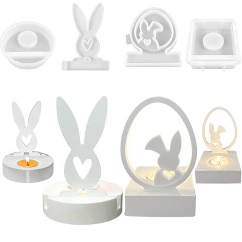 2 Stück Silikonform Kerzenhalter Ostern, Ostern Hase Silikonformen Gießformen Hase Silikon Gießform Kerzenhalter Silikonform Hase Gießform Kerzenhalter, Silikon Kerzenhalter Form Für Ostern von Skeadex