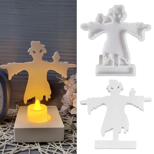 Silikonformen Gießformen Kerzenhalter, Halloween Vogelscheuche Silikonform Kerzenhalter Einsatz, DIY Gipsformen zum Gießen, Neue Ideen Gießform Vogelscheuche Kerzenhalter für Handwerk (1pcs) von Skeadex