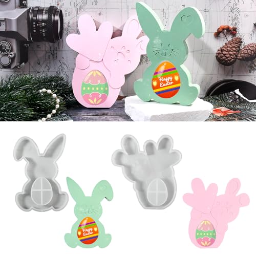 Silikonformen Gießformen Ostern, 2 Stück Silikonform Hase Silikonform Ostern Hase Gießformen Silikon Ostern Beton zum Gießen Ostern Kaninchen Silikon Gießform Frühling für DIY Handwork (A) von Skeadex