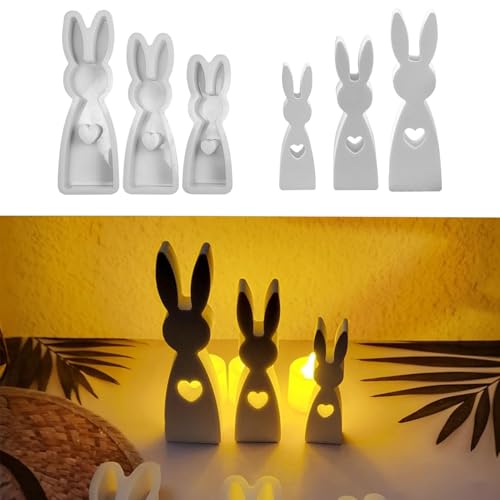 Silikonformen Gießformen Ostern, 3 Stück Silikonform Ostern Silikonform Hase Gips Zum Gießen Ostern Silikonformen Hase Gießform Ostern Kaninchen Giessform Silikon Ostern für DIY Handwerk von Skeadex