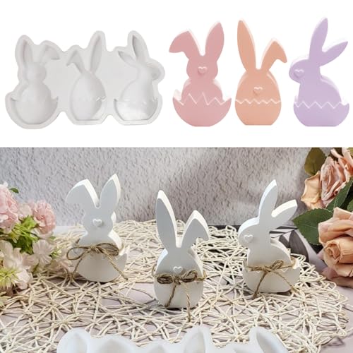 Silikonformen Gießformen Ostern, 3 Stück Silikonform Ostern Silikonform Osterhase Gips Zum Gießen Ostern Silikonformen Hase Gießform Ostern Hase Giessformen Silikon Ostern Giessform Ostern für DIY von Skeadex