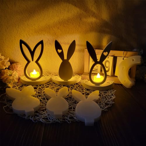 Silikonformen Gießformen Ostern Hase,4 Stück Osterhase Silikonform Ostern Gießform Ostern Zum Gießen Ostern Hase Giessformen Silikon Ostern Silikon Gießform Frühling Silikonform Ostereier für DIY (02) von Skeadex