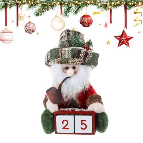 Skeadex Adventskalender Holz,Santa Plüsch Holz Adventskalender Stehender Countdown Kalender Weihnachten Zahlen Adventskalender Schneemann Weihnachtsfiguren Kalender für Adventsdeko Tischdeko (A) von Skeadex