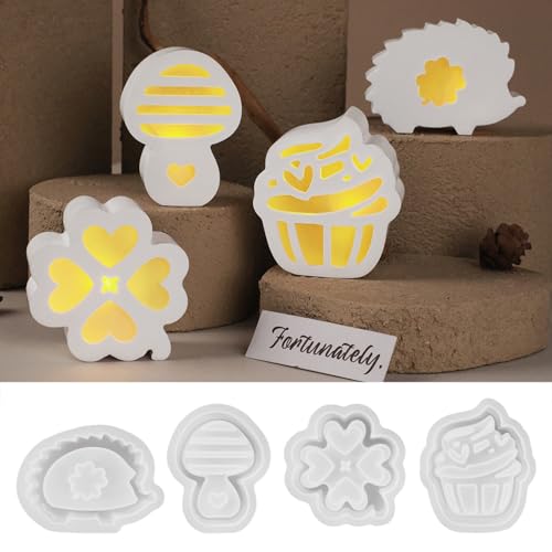 Skeadex Silikonformen Gießformen Frühling, 4 Stück Silikonform Pilz Eiscreme Igel Vierblättriges Kleeblatt Gießform Frühling Gips zum Gießen Gießformen Silikon Sommer Silikonformen Frühling (A) Skeadex Silikonformen Gießformen Frühling, 4 Stück Silikonform Pilz Eiscreme Igel Vierblättriges Kleeblatt Gießform Frühling Gips zum Gießen Gießformen Silikon Sommer Silikonformen Frühling (A) von Skeadex